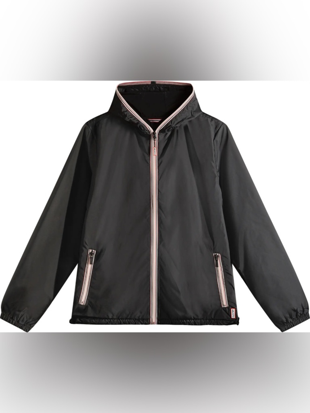 NWOT HUNTER size large Black Windbreaker Jacket with Contrast Trim